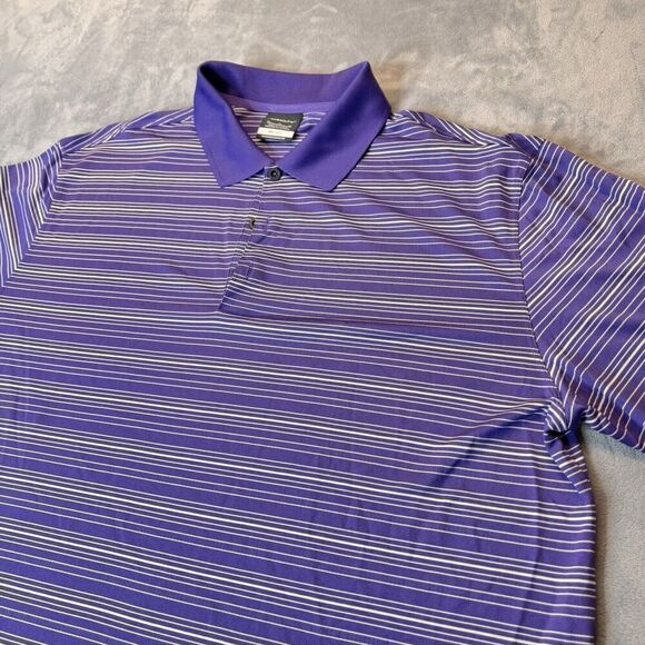 Nike Golf Dri Fit Shirt Mens XL Purple Striped Short Sleeve Polo Rugby Swoosh - Picture 3 of 14